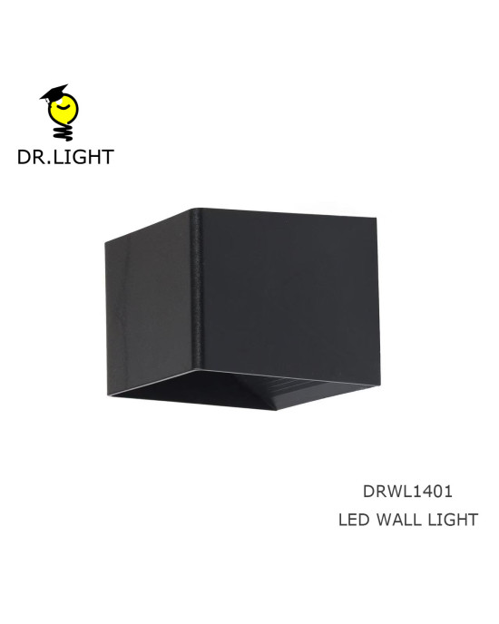 Cube Two-Sided Waterproof LED Outdoor Wall Light, Black Modern Wall Sconce