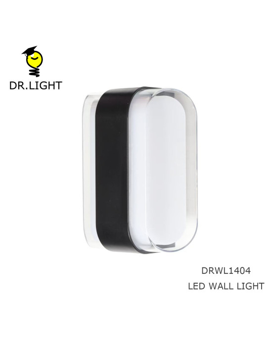 Rounded Rectangle Waterproof LED Outdoor Wall Sconce, Black Frame Exterior Wall Light
