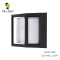 Dual Rectangular Waterproof LED Outdoor Wall Sconce, Black Frame Two-Light Exterior Wall Light
