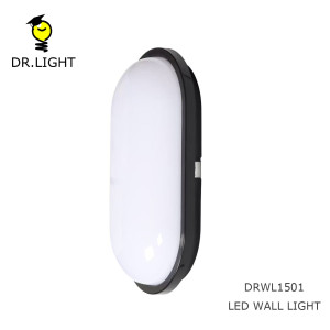 Two-Tone Oval Waterproof LED Outdoor Bulkhead Wall Light, Black Side Frame Exterior Sconce