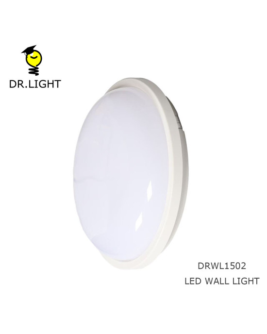 All-White Round Waterproof LED Outdoor Wall Light, Slim Circular Exterior Wall Sconce
