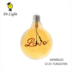 G95 Amber Glass Love Pattern Decorative LED Filament Bulb, E27 Base (WBG20)